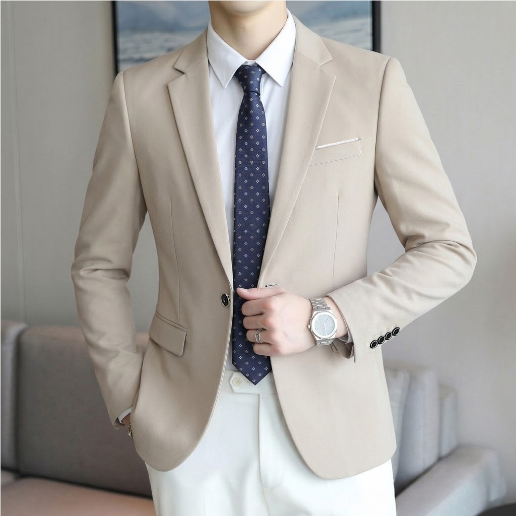 Jack Men'S Grooming - Blazer Pria Kasual Bisnis Warna Solid