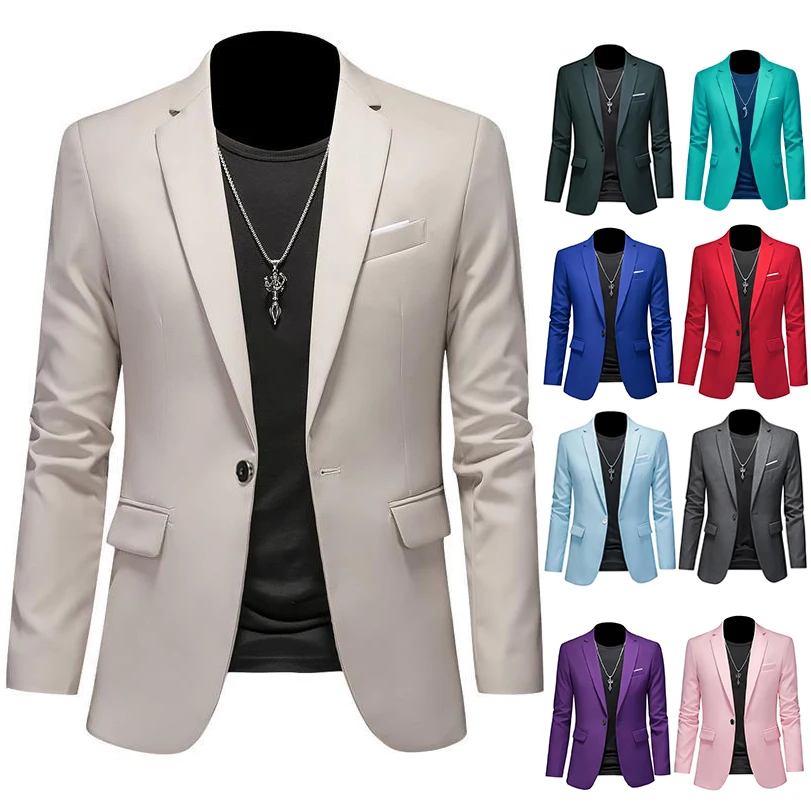 Jack Men'S Grooming - Blazer Pria Kasual Bisnis Warna Solid