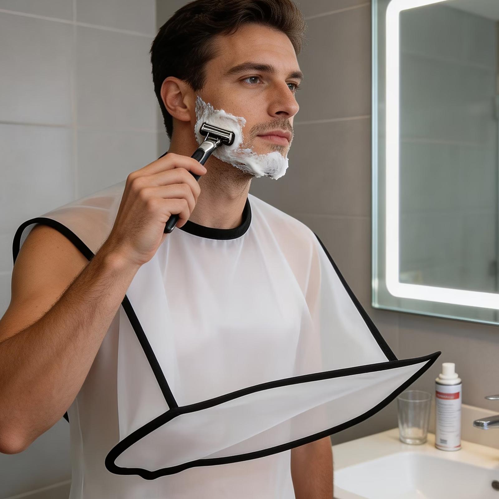 Men Grooming Home - Celemek Jenggot Lipat, Bib Cukur, Penangkap