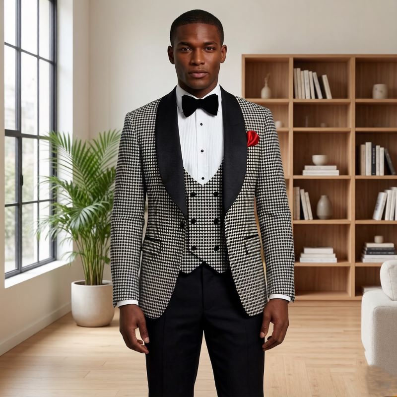 Jas Pria Houndstooth Plaid Sli - Men'S Grooming Awards ulasan dan harga